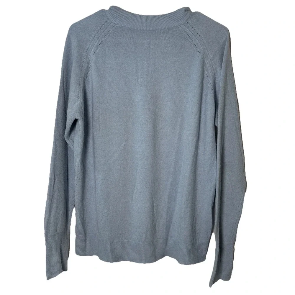 Vintage Designers Originals Luxelon Sweater Womens L Blue 1/4 Zip Mock Neck USA
